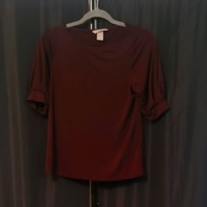 H & M burgundy boat neck top, xs